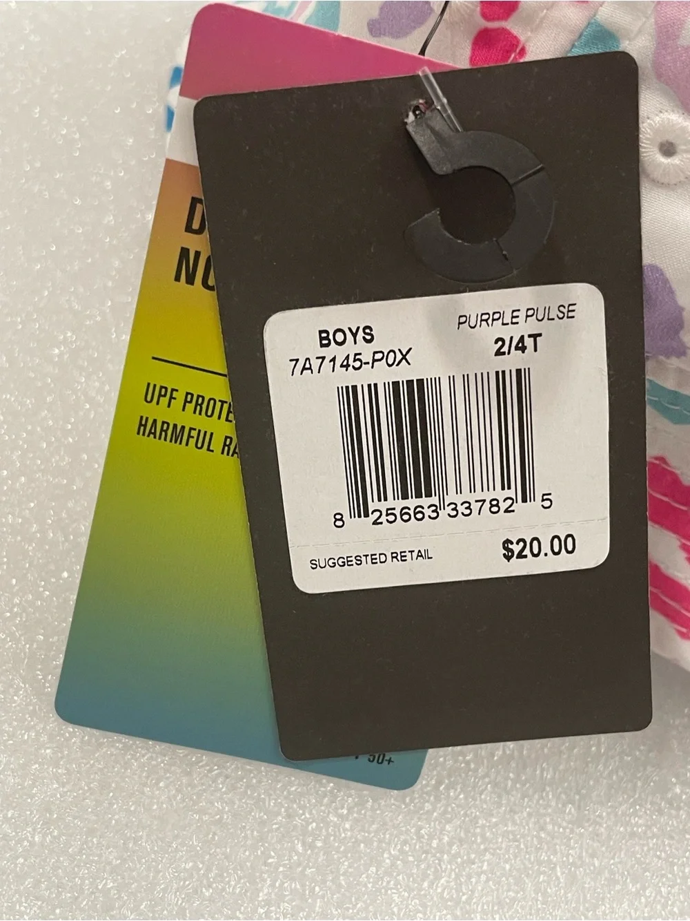 Hurley Kids White Bucket Hat with Pink, Teal, Purple Leopard Print